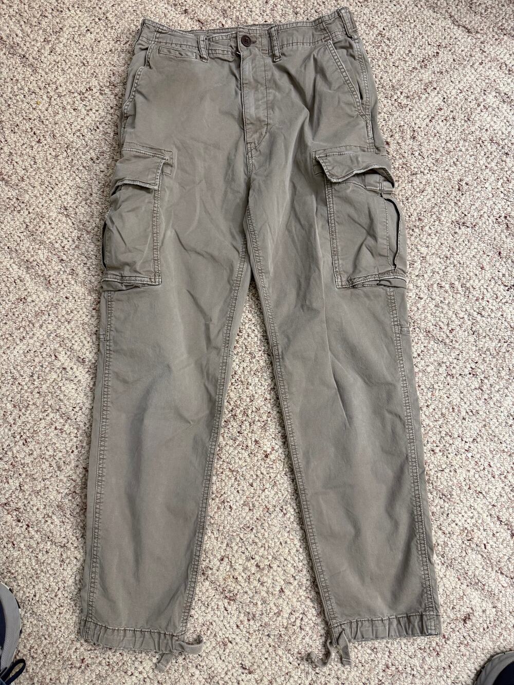 American Eagle Mens 29x32 Gray Cargo Pants Flex Slim Utility Military Style